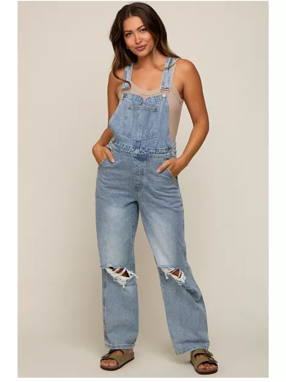 Celebrity Pink Blue Denim Relaxed Overalls